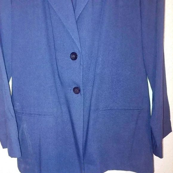 Sag Harbor Womens Blue Notch Lapel Besom Pocket Comfort Fit Casual Dress Blazer - Picture 3 of 7